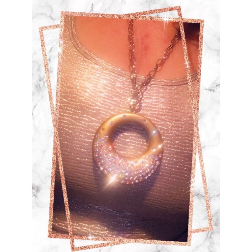 long Austrian crystal circle Pendant Necklace